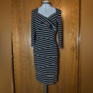 White House Black Market sliming Striped Long Sleeve Dress - size 8